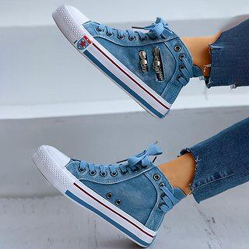 Trendige High Denim Damensneaker – Selina EB