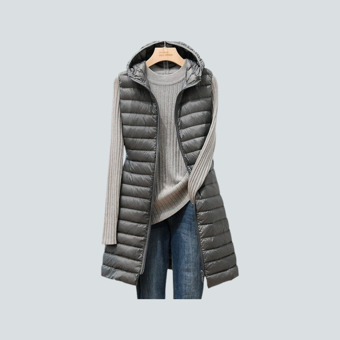 EB | Lange Puffer Weste - Stepp Kapuzen ärmellose Jacke - Warme isolierte Schicht