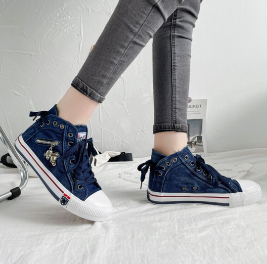 Trendige High Denim Damensneaker – Selina EB