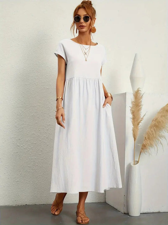 EB | Raffinierte Leinen Sommerkleid mit Praktischen Taschen