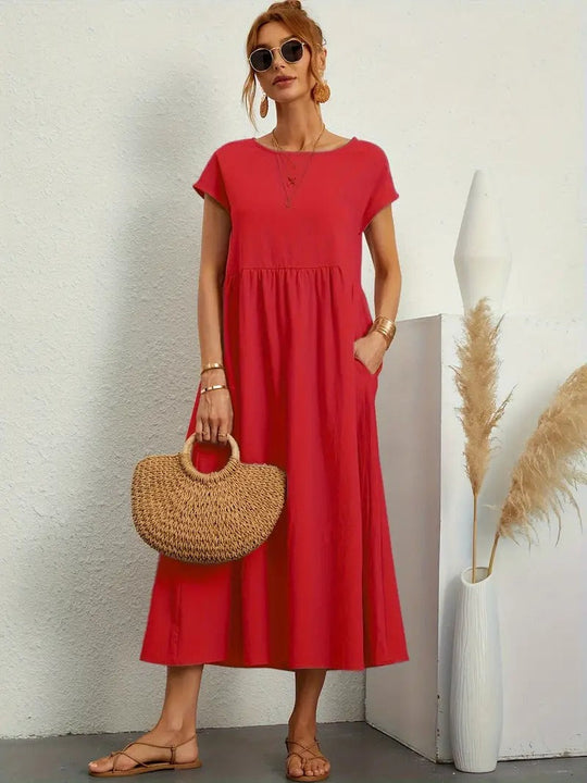 EB | Raffinierte Leinen Sommerkleid mit Praktischen Taschen