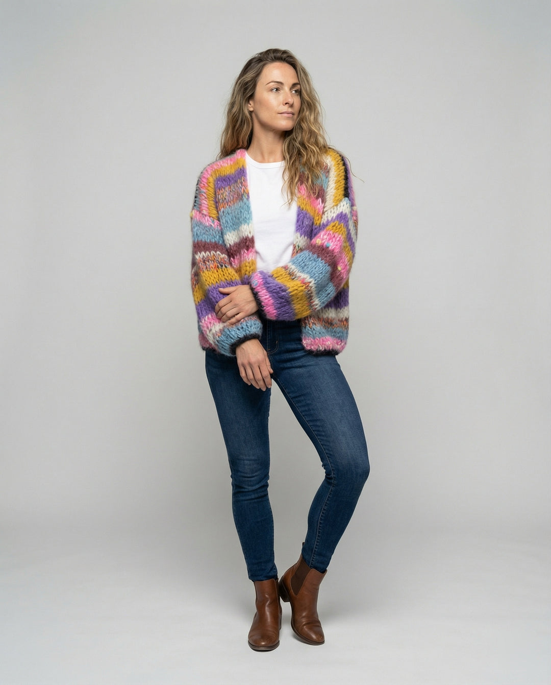 EB | Bunte Patchwork Strickjacke Für Damen