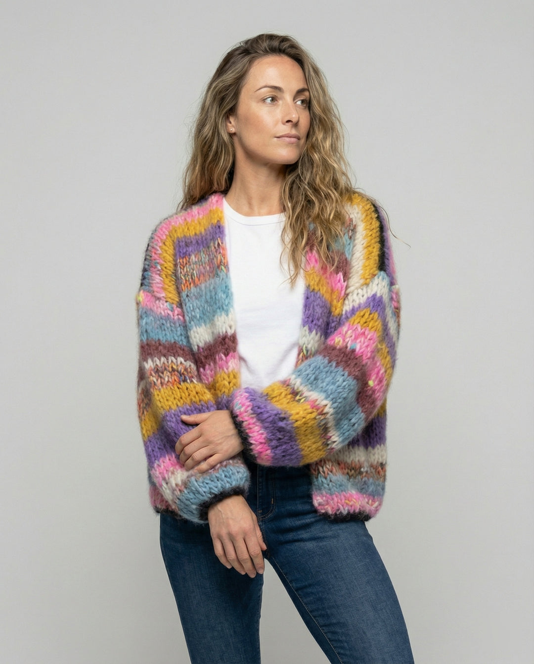 EB | Bunte Patchwork Strickjacke Für Damen