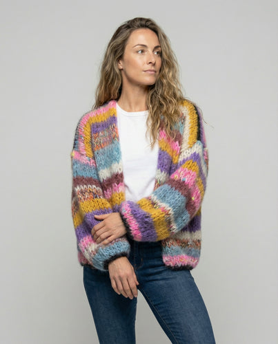 EB | Bunte Patchwork Strickjacke Für Damen