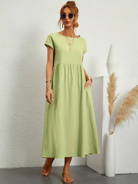 EB | Raffinierte Leinen Sommerkleid mit Praktischen Taschen