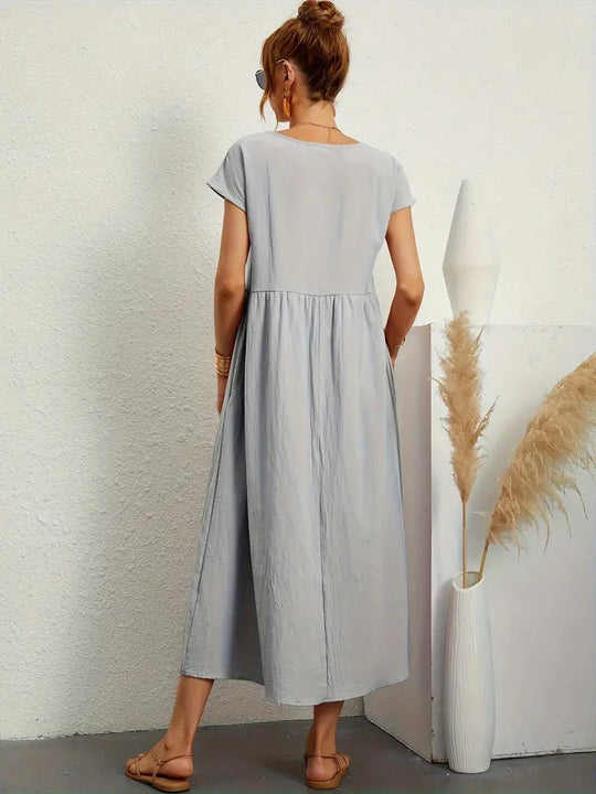 EB | Raffinierte Leinen Sommerkleid mit Praktischen Taschen
