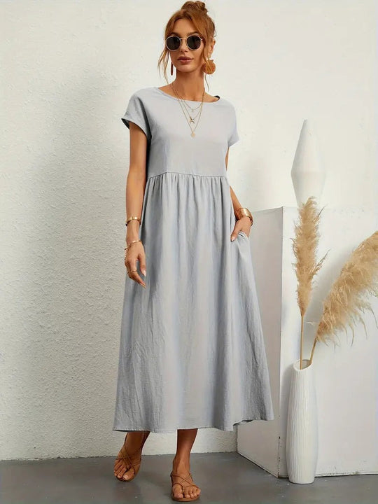 EB | Raffinierte Leinen Sommerkleid mit Praktischen Taschen