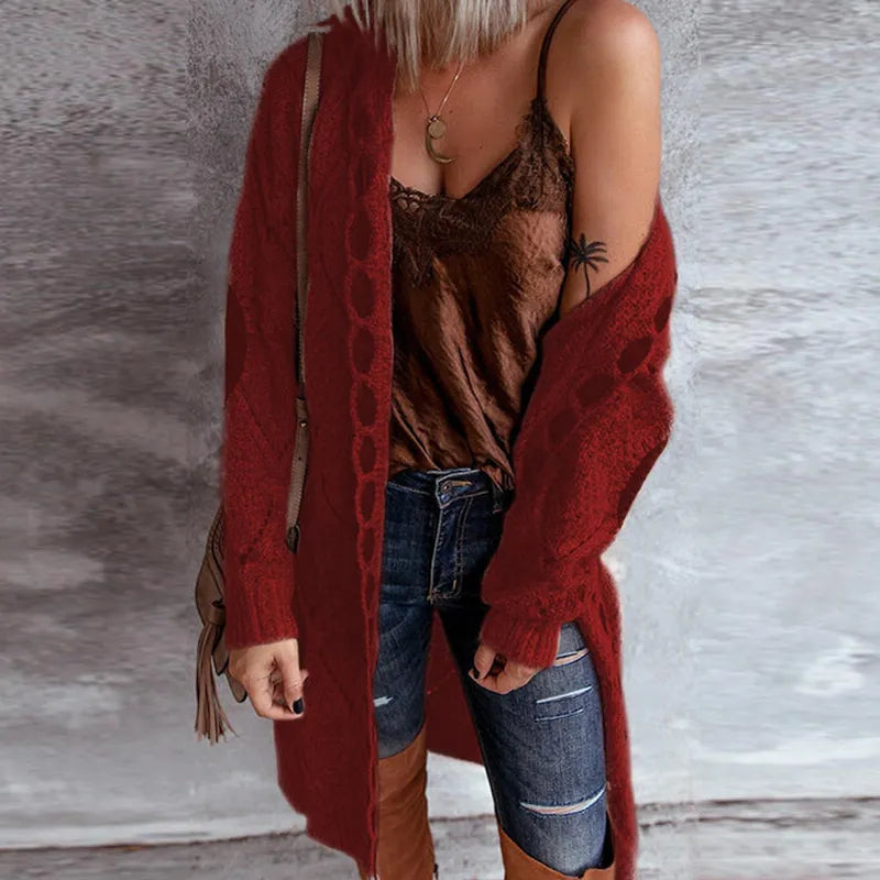 EB | Eleganter Strickpullover mit Kapuze Im Weinlese Stil