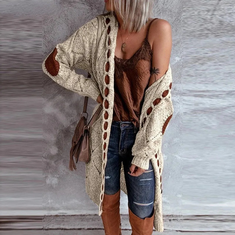 EB | Eleganter Strickpullover mit Kapuze Im Weinlese Stil