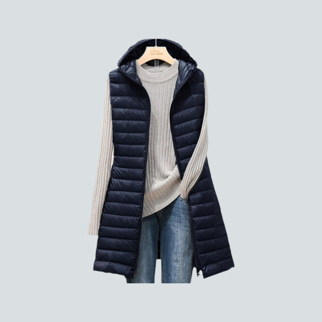 EB | Lange Puffer Weste - Stepp Kapuzen ärmellose Jacke - Warme isolierte Schicht