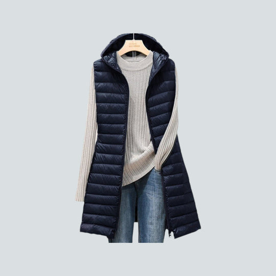 EB | Lange Puffer Weste - Stepp Kapuzen ärmellose Jacke - Warme isolierte Schicht