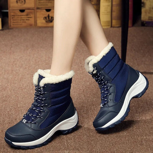 EB | Wasserdichte Kunstfell Schnürwinterstiefel