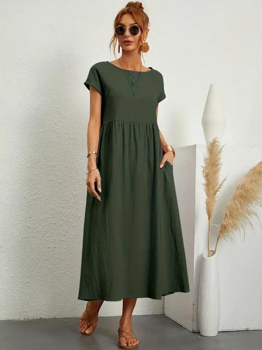 EB | Raffinierte Leinen Sommerkleid mit Praktischen Taschen