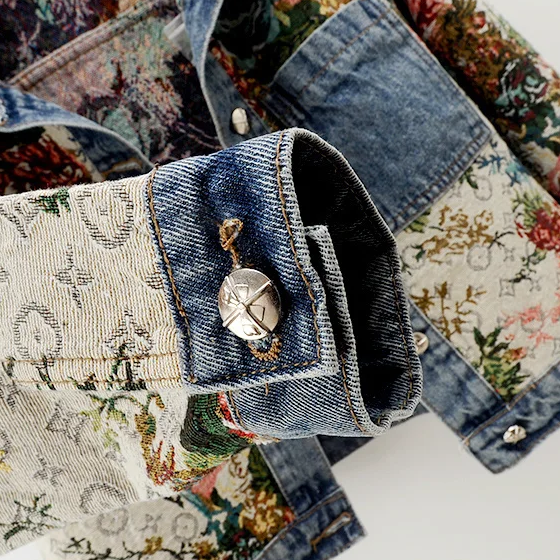 EB | Trendy Blumen Denim Jacke für Frauen
