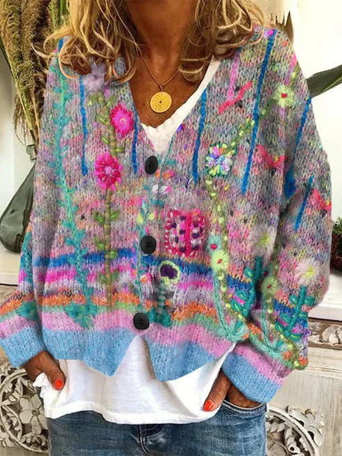 EB | Stilvolle bedruckte Jacke mit Knöpfen