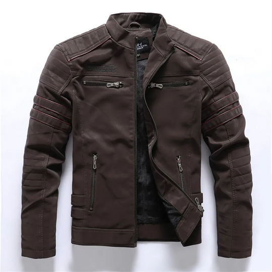 EB | Motorradjacke Slim Fit Fleece-Futter Steppdetails Reißverschlusstaschen