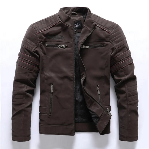 EB | Motorradjacke Slim Fit Fleece-Futter Steppdetails Reißverschlusstaschen