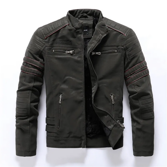 EB | Motorradjacke Slim Fit Fleece-Futter Steppdetails Reißverschlusstaschen