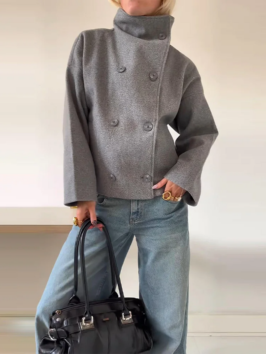 EB | Wollmischung Jacke mit Hohem Kragen und Knöpfen