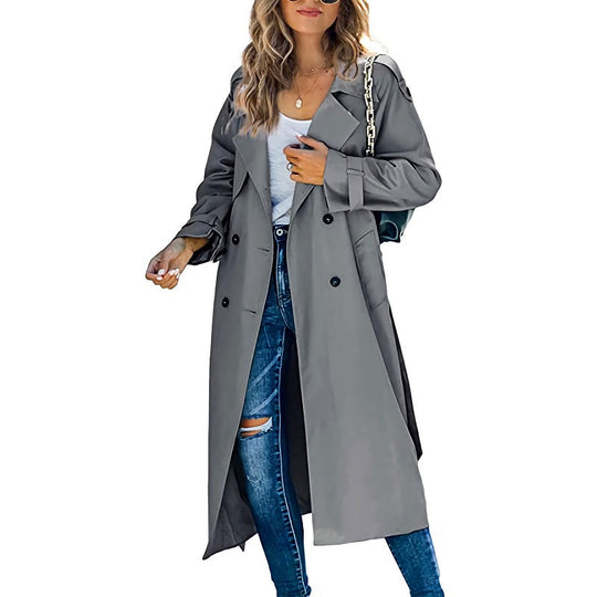 EB | Damen Trenchcoat mit Gürtel und Doppelten Knöpfen