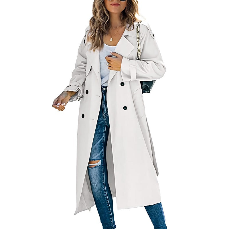 EB | Damen Trenchcoat mit Gürtel und Doppelten Knöpfen
