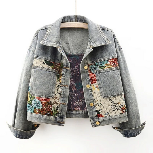 EB | Trendy Blumen Denim Jacke für Frauen