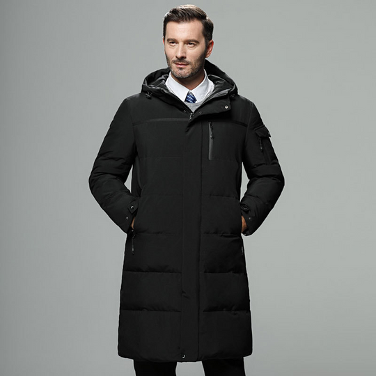 EB | Pufferjacke Webmischung Lange Länge Verstellbare Kapuze & Bündchen