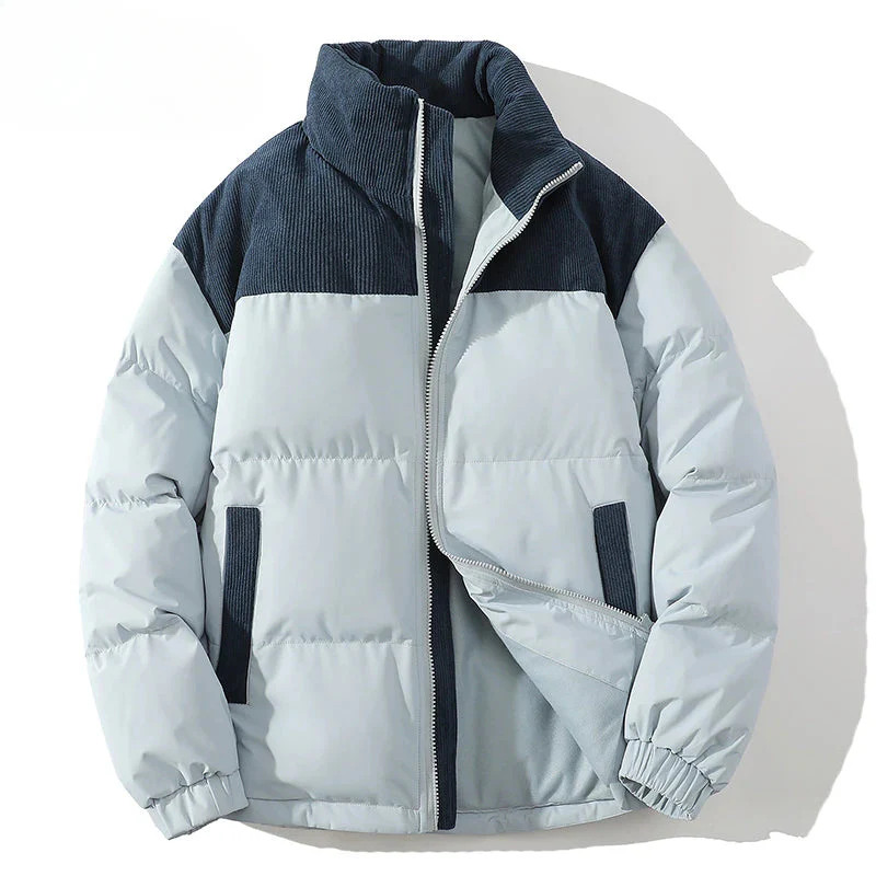 EB | Puffer-Jacke Gestepptes Futter Rippcord-Naht Hüftlänge Elastische Bündchen