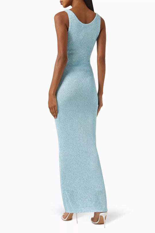 EB | Pailletten-Detail Maxikleid Hellblau