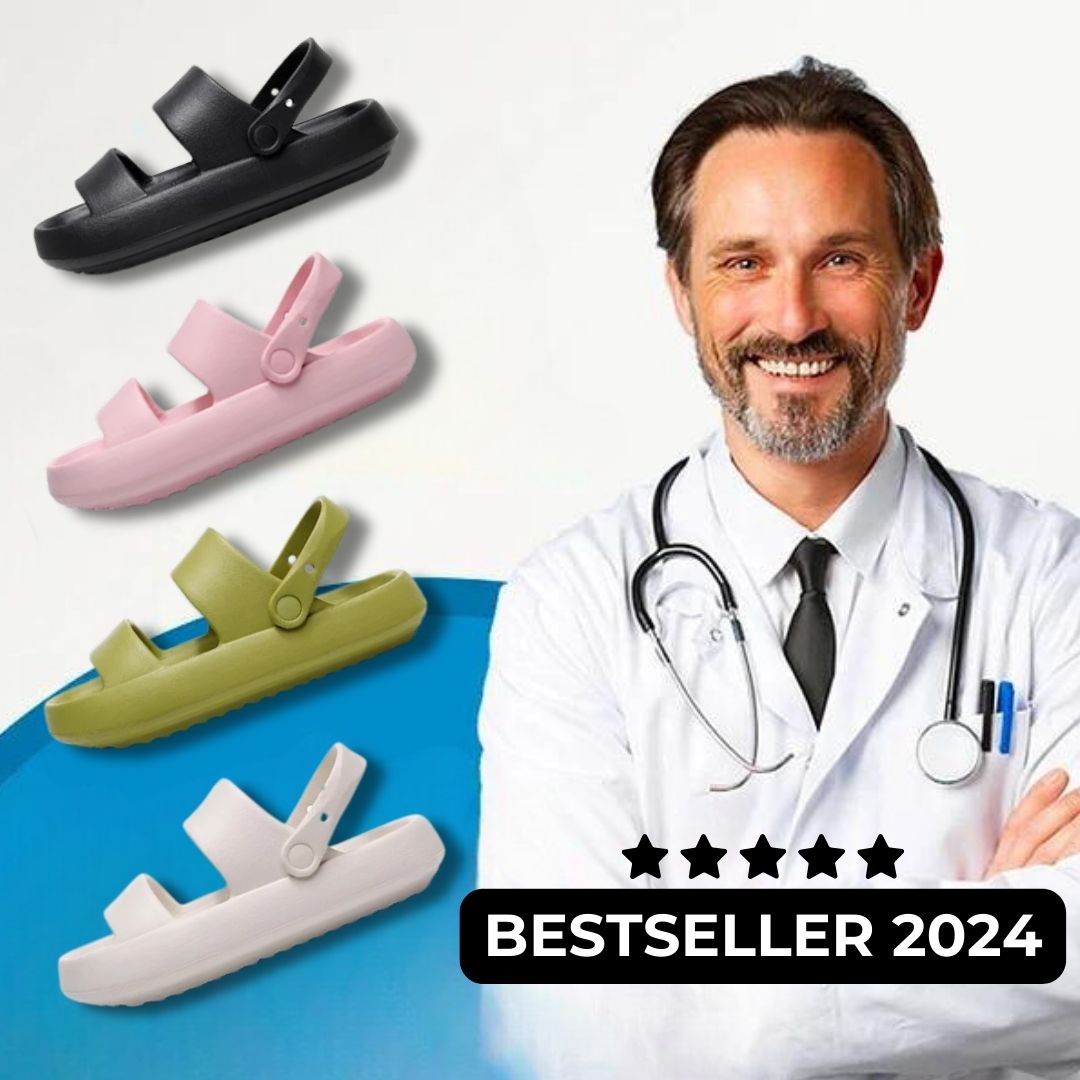 EB | Orthopädische Sandalen Comfort Plus Pantoletten mit Doppelriemen Gepolsterte, Lässige Slip-On-Sandalen