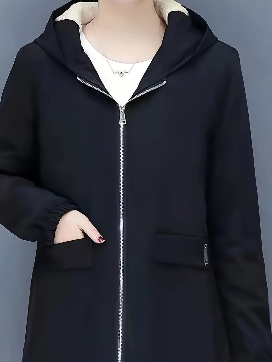 EB | Stylische warme Fleece-Winterjacke mit Kapuze und Reißverschluss Ideal für Herbst/Winter