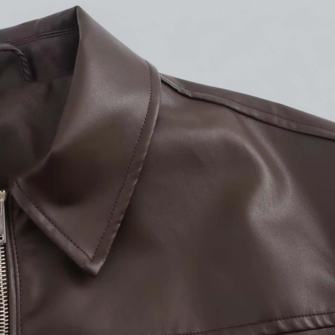 EB | Damen Vintage Stil Kunstlederjacke