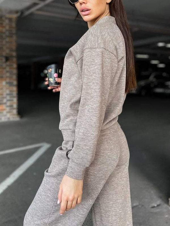 EB | lässiges V-Ausschnitt Pullover- und Hose-Set