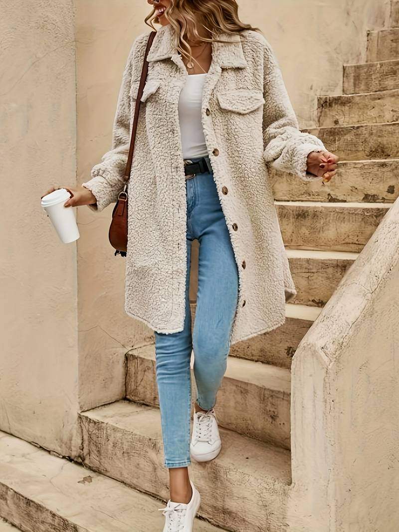 EB | Übermantel Damen Sommerliche Chic Luftige Textur Perfekt für Kühlere Sommertage