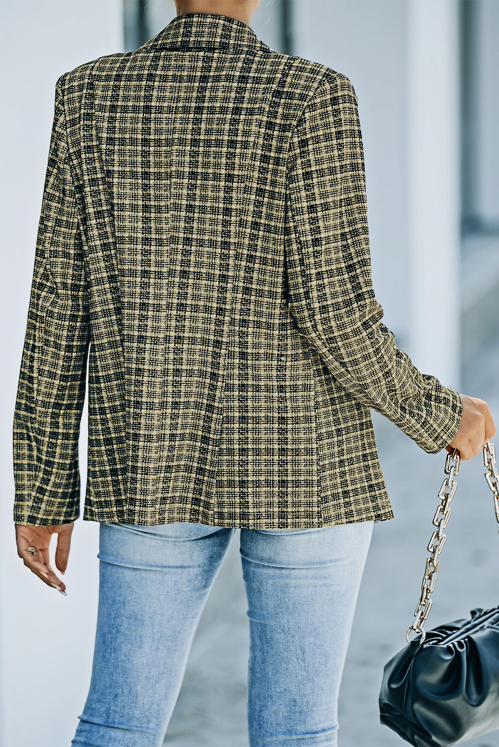 EB | Karierter Doppelreiher Langarm-Blazer