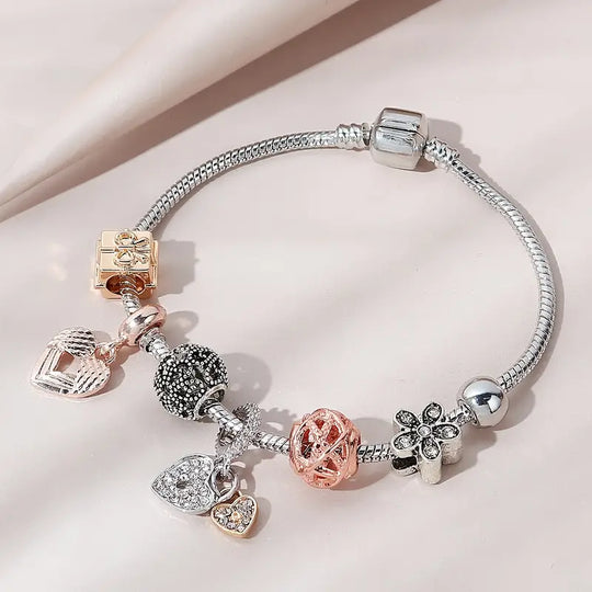 EB Modisches Armband mit Strasssteinen und Blumen