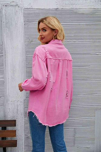 EB | Zerrissene Rohsaum-Denimjacke