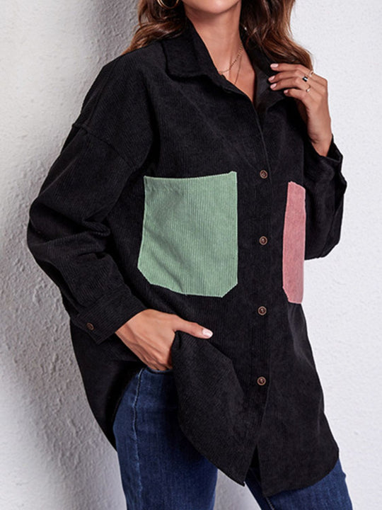 EB | Patch Pocket Fallen Schulter Hemd Jacke