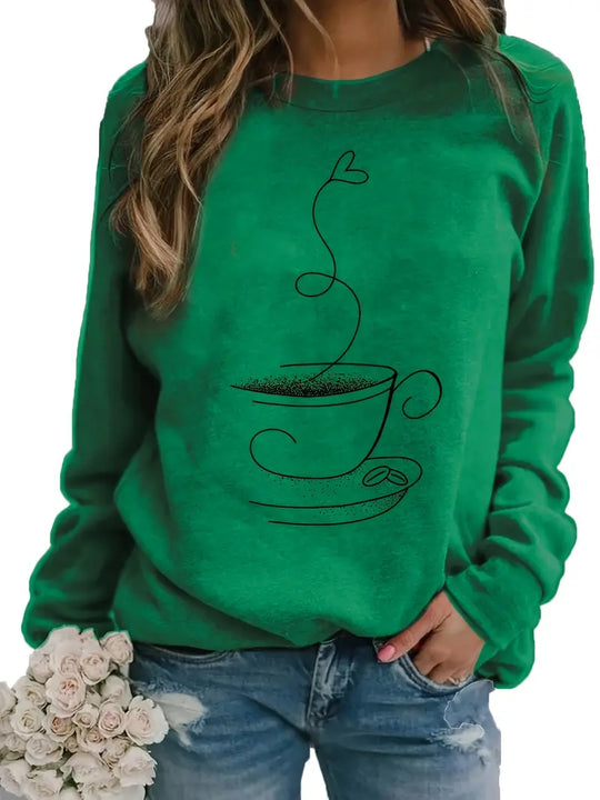 EB | Gemütliches Kaffee Grafisch Sweatshirt