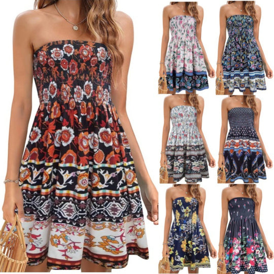 EB | Bedrucktes Strandurlaub sexy Tube Top Kleid