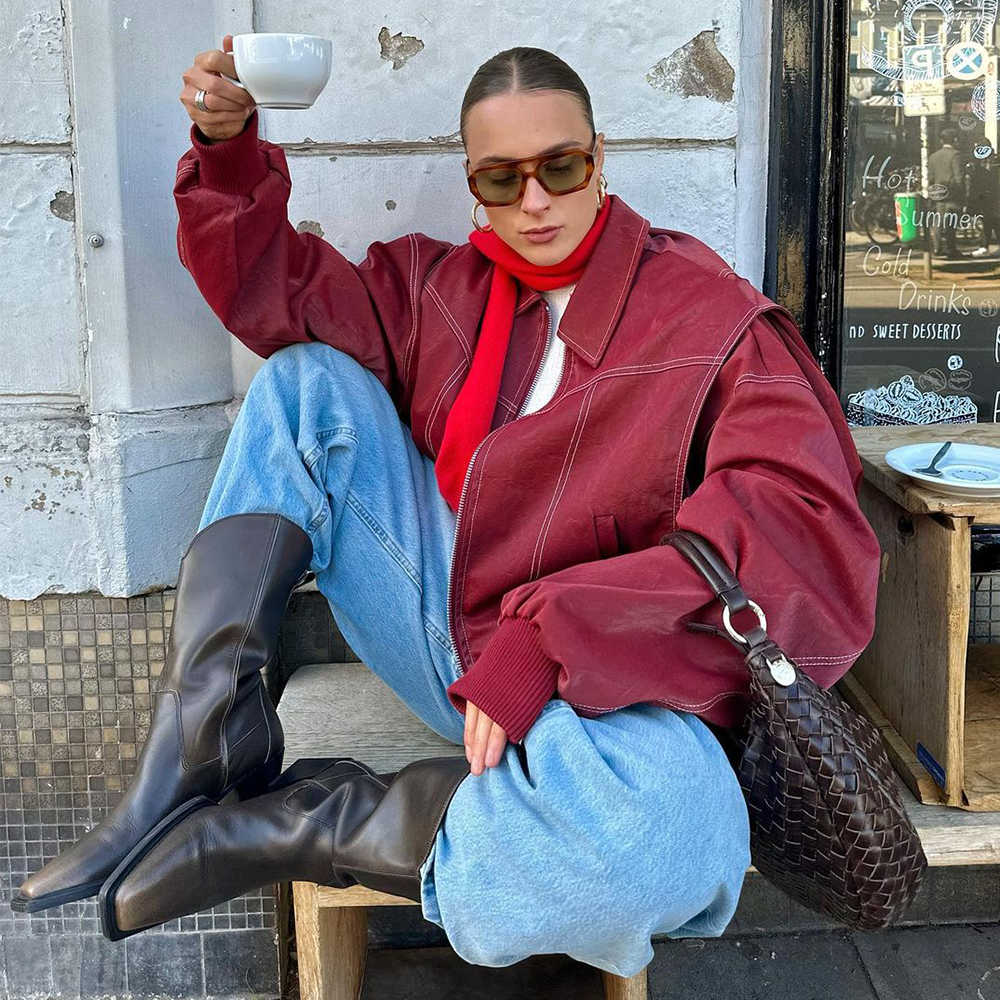 EB | Übergroße Rollkragenjacke für Frauen