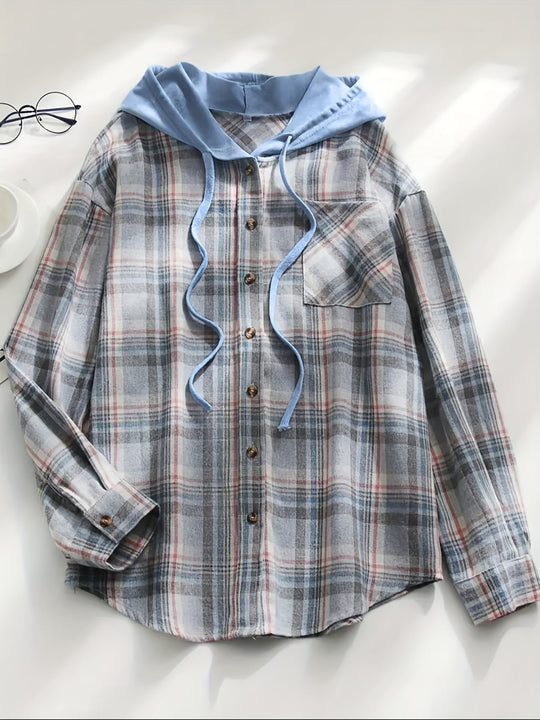 EB | Karierte Jacke mit Kapuze Baumwolle und Polyester Leger und Komfortabel
