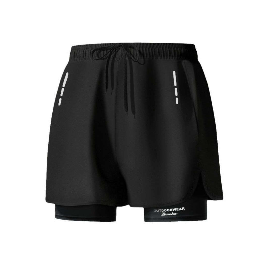EB | Doppellagige Herren Sport Fitness Anti-Peinlichkeit Strandhose