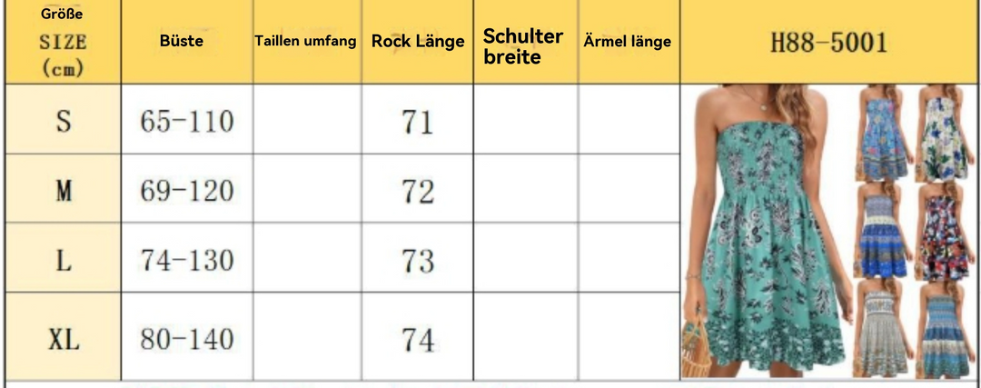 EB | Bedrucktes Strandurlaub sexy Tube Top Kleid