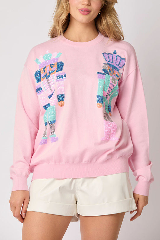 EB | Weihnachtssoldat Pailletten Mode Lässiger Sweatshirt
