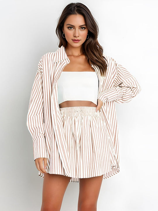 EB | Fashion Shirt Gestreift Langarm Zweiteiliges Set