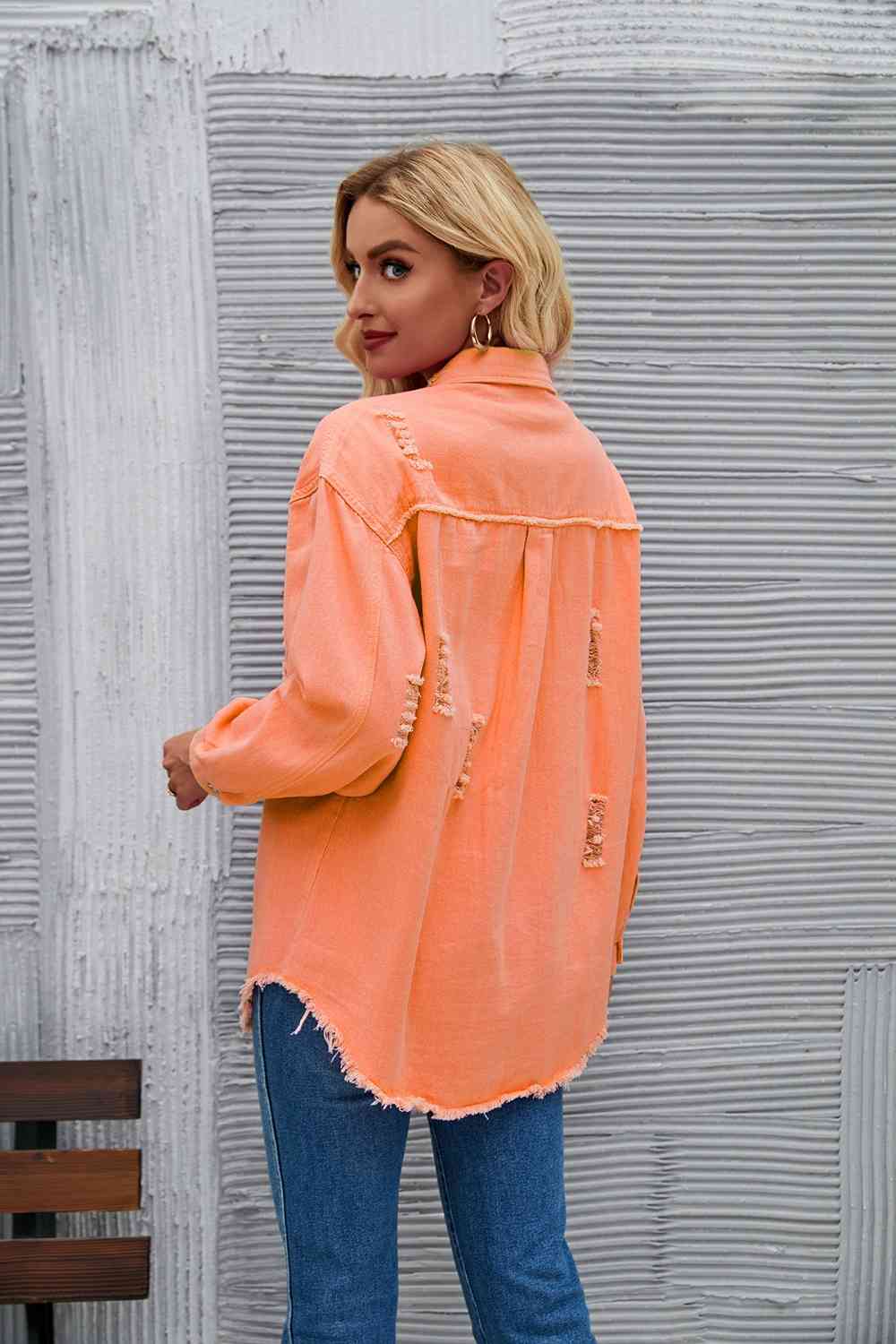 EB | Zerrissene Rohsaum-Denimjacke