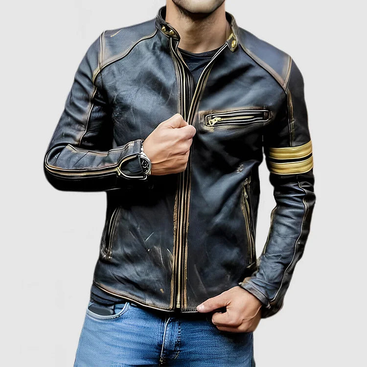 EB Stehkragen Farbe Block Biker Zip Up jacke