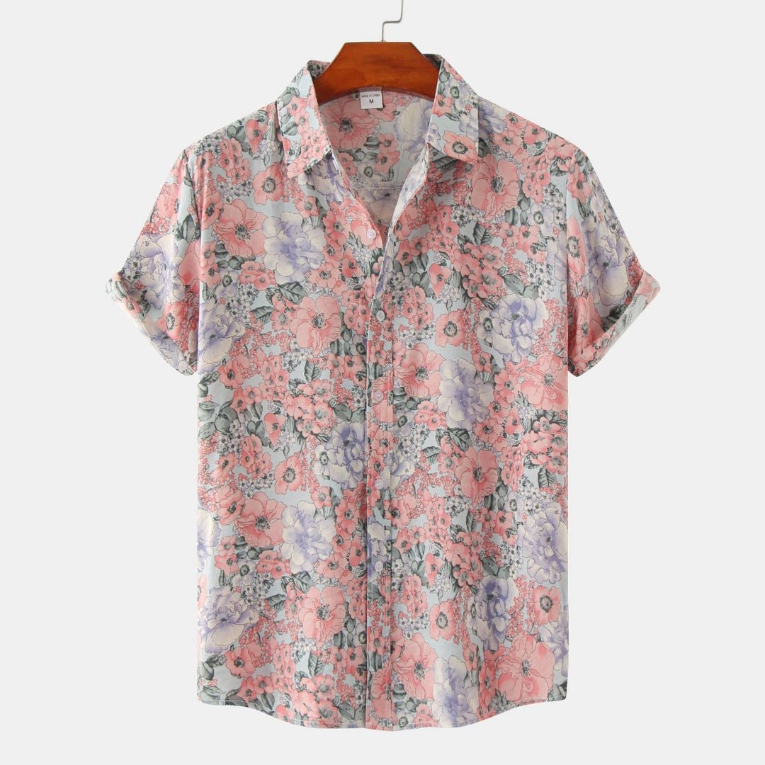 EB | Floral kurzärmeliges Blumenhemd Männer