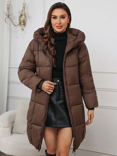 EB | Frauen Lange Kapuzen-Winter-Pufferjacke